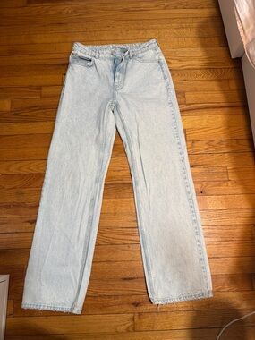 Zara Light Blue Denim Jeans with Yellow Topstitch